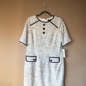 NWT Teri Jon Sheath Dress with Black Accents